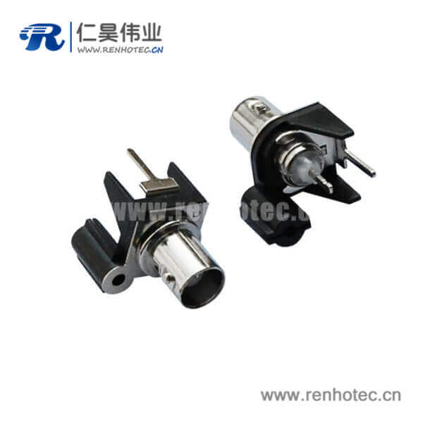 EB-001-0002 BNCpcb射頻接插件50歐姆黑色塑膠外殼絕緣直式母頭
