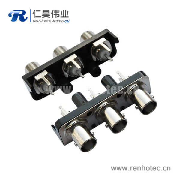 EB-001-0009 bnc1X3接插件黑色塑膠外殼直式接頭