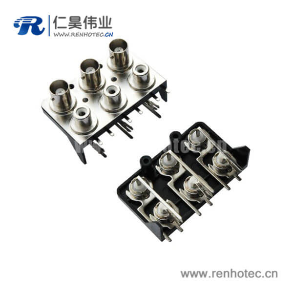 EB-001-0017 BNC射頻同軸母頭帶RCA彎式插座pcb接插件