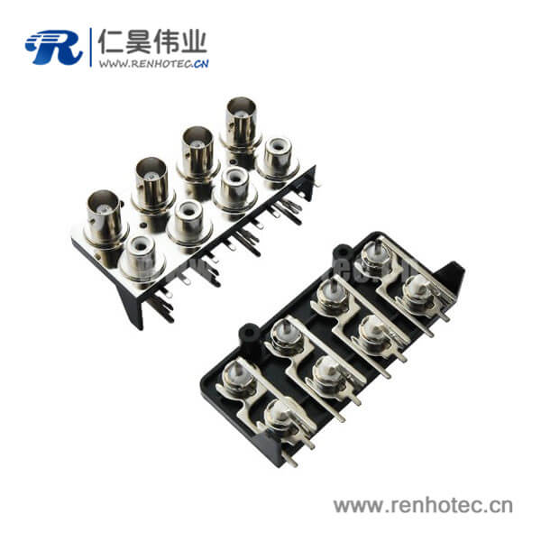 EB-001-0018 BNC射頻同軸多孔接插件帶RCA彎式母頭接pcb板