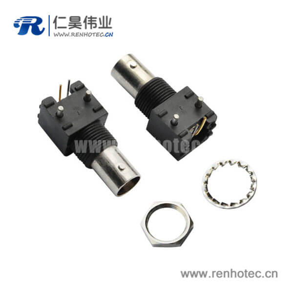 EB-001-0045 bnc插座黑色外殼塑膠 彎式射頻同軸接插件PCB