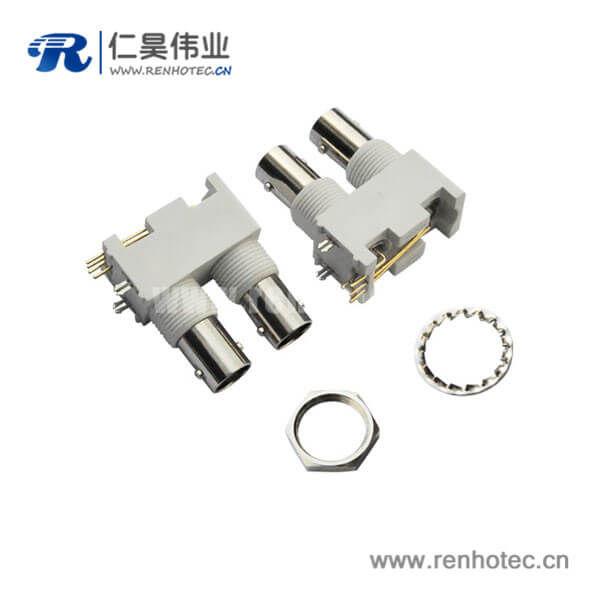 EB-001-0049 bnc接口白色塑膠外殼絕緣彎式母頭PCB板端