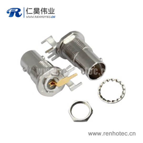 EB-001-0056 BNC接插件PCB板端彎式射頻同軸穿墻鋅合金