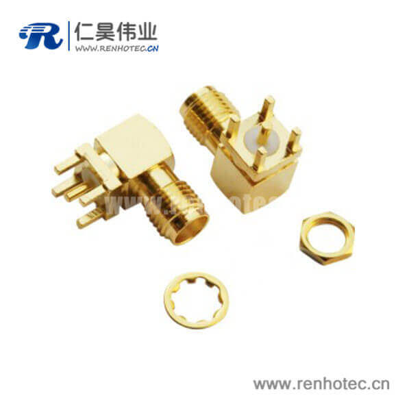RHT-612-0001 sma接插件彎式方形5引腳母頭PCB板端