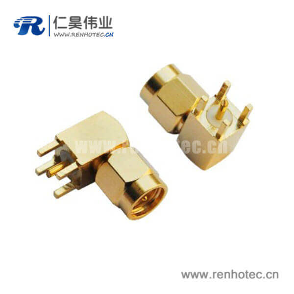 RHT-612-0009 sma系列射頻接插件彎式鍍金方形5引腳pcb板