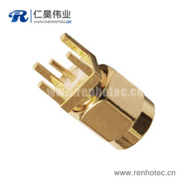 RHT-612-0011 sma鍍金公頭PCB直插板射頻同軸接插件