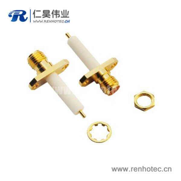RHT-612-0014 sma2孔法蘭直式母頭面板安裝射頻同軸接插件
