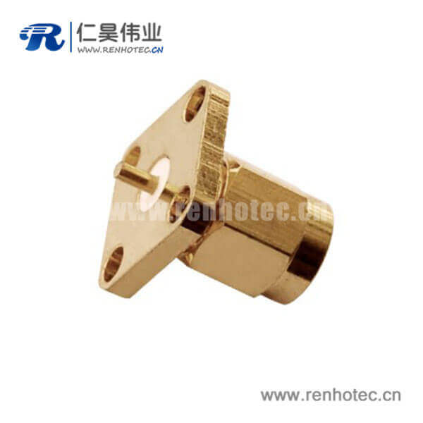 RHT-612-0019 sma方形4孔法蘭座子直式面板安裝公頭RF接插件射頻同軸