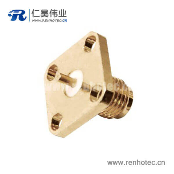 RHT-612-0020 4孔母頭面板安裝直式同軸接插件sma法蘭盤