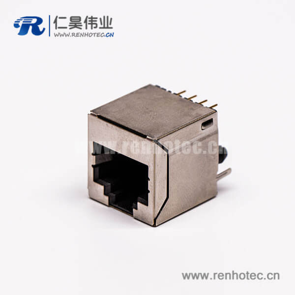 4 rj45母座封裝4針不帶燈單口帶屏蔽接PCB板端口
