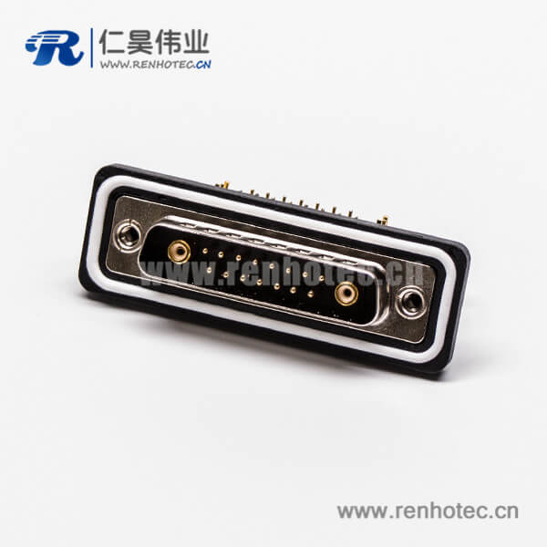 5 d-sub防水接插件17w2公頭彎式車針同軸接插件接PCB板