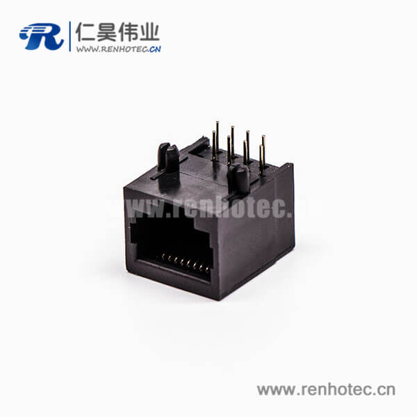5 rj45母座接口8P8C黑色90度不帶屏蔽不帶燈接PCB板