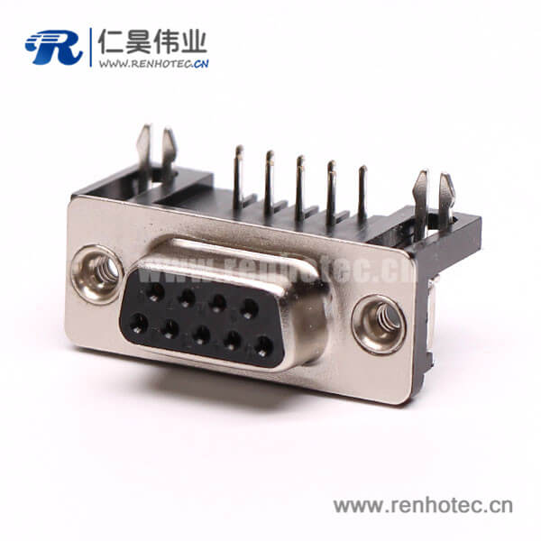 6 D-Sub 9P鉚線式彎角焊板鉚鎖接PCB板接插件