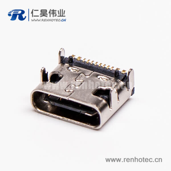 7 type c 接插件usb3.0母頭彎式單排SMT接板