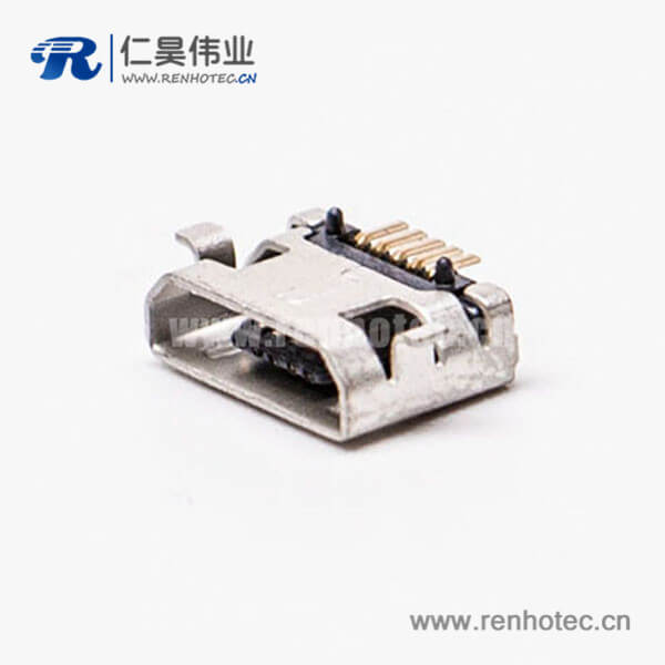 KY-MICRO-05T45 micro usb手機充電接口SMT全貼5針加寬型接插件