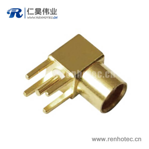 RHT-617-0010 彎式鍍金母頭mcx面板安裝射頻接頭