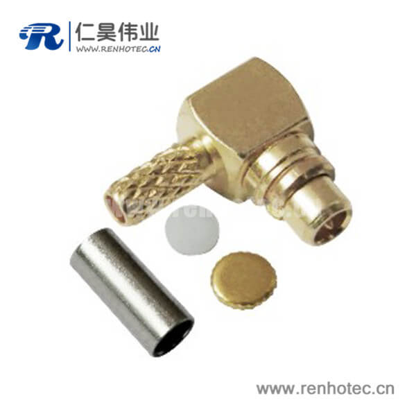 mmcx接插件公頭彎式壓接射頻同軸線纜