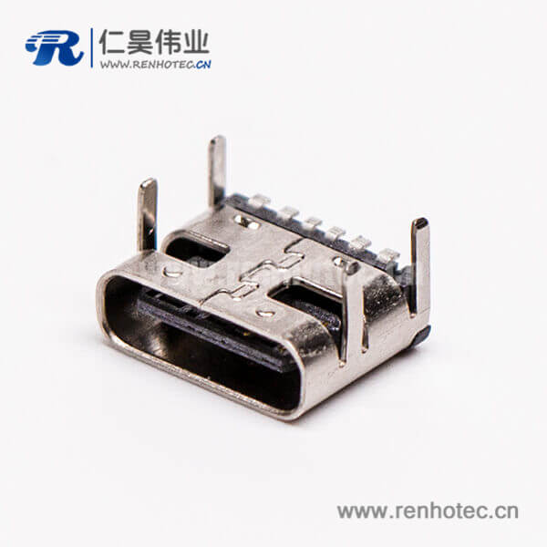 13 type c母頭彎式貼板插板單排USB3.0接插件