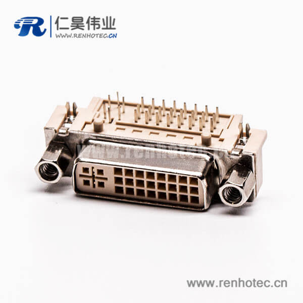 33 dvi 24+5接口帶螺母彎角插板帶魚叉腳接pcb板