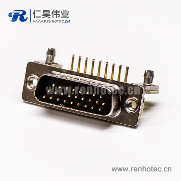 55 db26三排公頭彎式金屬支架鉚鎖插孔接PCB板式高密度接插件