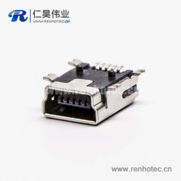 KY-MINI-F05T01 micro usb b型mini母頭B型5針90°SMT貼板式接頭