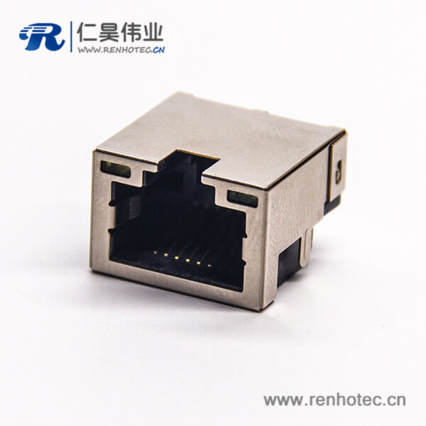 貼片rj45沉板接PCB板屏蔽插座帶燈彎頭 貼片rj45沉板接PCB板屏蔽插座帶燈彎頭