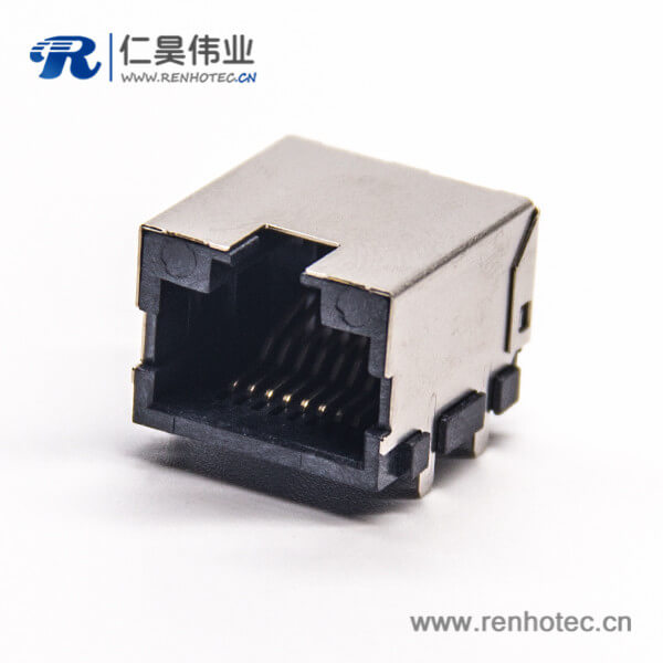 單口rj45母座90度帶燈貼板式接PCB板帶屏蔽 單口rj45母座90度帶燈貼板式接PCB板帶屏蔽