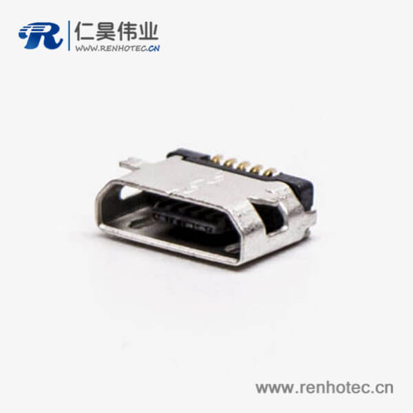 micro usb 接口B型母頭SMT全貼板5針平口接插件 micro usb 接口B型母頭SMT全貼板5針平口接插件
