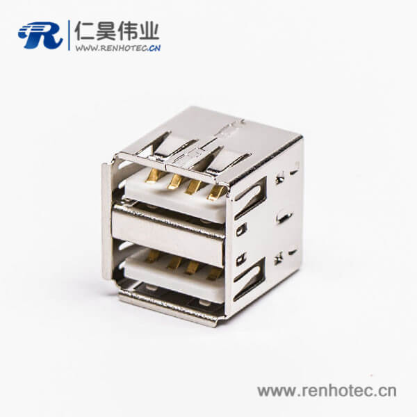 usb雙層母座直式插板白色膠芯type a usb雙層母座直式插板白色膠芯type a