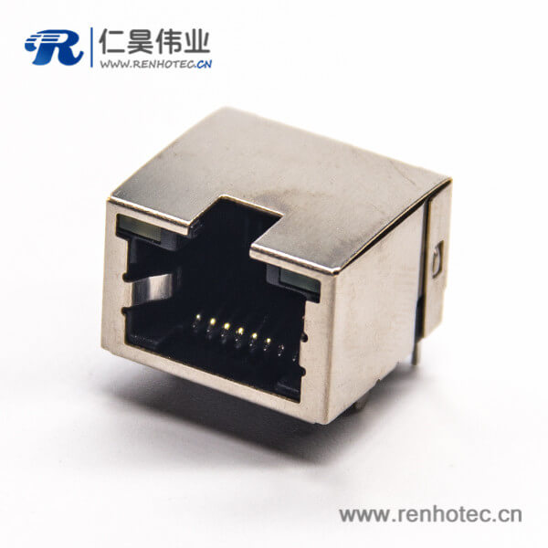 rj45網絡接口+8p8c彎式母座插PCB板帶燈帶彈片 rj45網絡接口+8p8c彎式母座插PCB板帶燈帶彈片