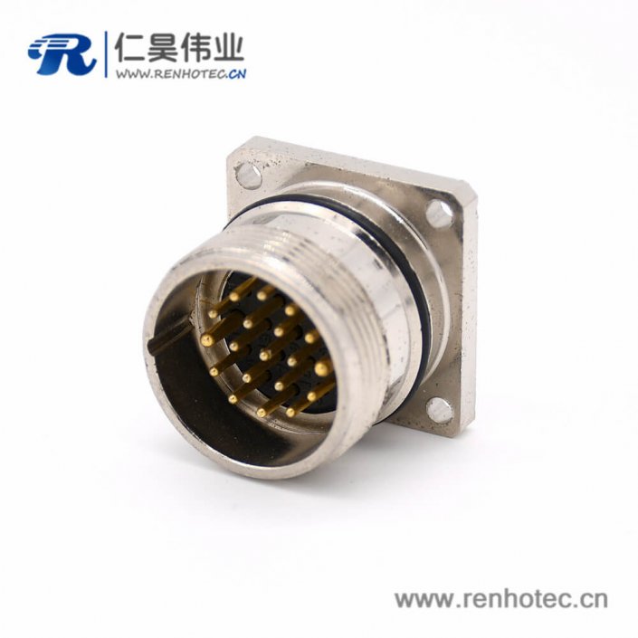 19芯插座 M623 直式接線方型四孔法蘭公頭接插件 19芯插座 M623 直式接線方型四孔法蘭公頭接插件