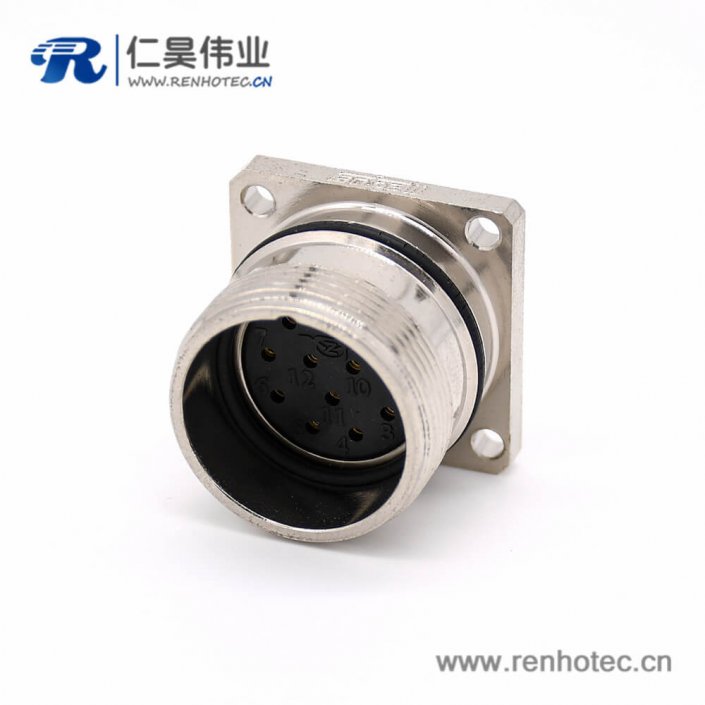 工業(yè)接插件母頭 M623 直式接線12芯方型四孔法蘭插座 工業(yè)接插件母頭 M623 直式接線12芯方型四孔法蘭插座