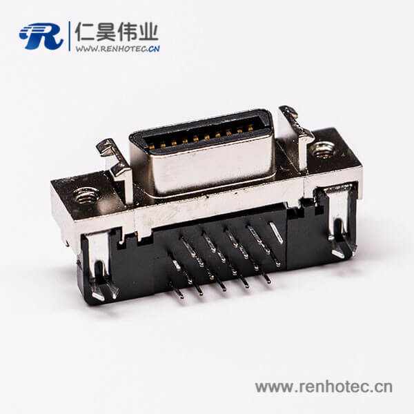 scsi20針接頭彎式母頭鉚鎖插孔接PCB板 scsi20針接頭彎式母頭鉚鎖插孔接PCB板