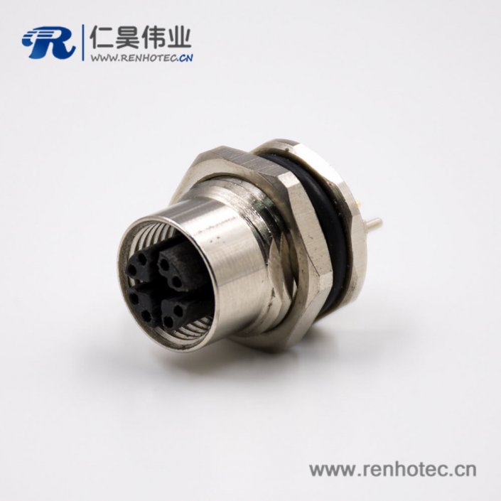 M12x扣直式8芯板端插座母頭接PCB板傳感器接插件 M12x扣直式8芯板端插座母頭接PCB板傳感器接插件