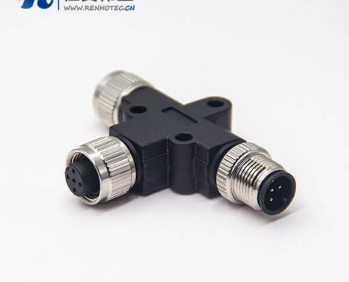 m12轉接頭兩母轉一公5pinT型