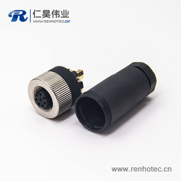 m12壓力傳感器接線塑膠8芯鎖接直式母頭航空插頭 m12壓力傳感器接線塑膠8芯鎖接直式母頭航空插頭