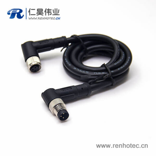 3芯工業(yè)防水插頭公對母彎式注塑線24AWG線長2米 3芯工業(yè)防水插頭公對母彎式注塑線24AWG線長2米