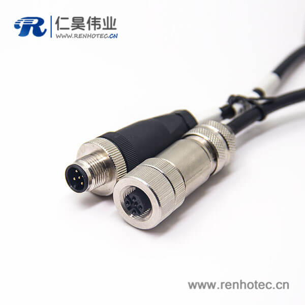 接插件 M12電纜0.5M AWG22五芯公頭轉全金屬母頭直式帶屏蔽 接插件 M12電纜0.5M AWG22五芯公頭轉全金屬母頭直式帶屏蔽