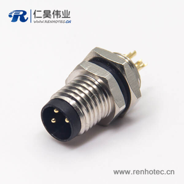 防水接頭m8直式螺紋工業(yè)母頭3pin焊線式前鎖板面板安裝防水插座 防水接頭m8直式螺紋工業(yè)母頭3pin焊線式前鎖板面板安裝防水插座