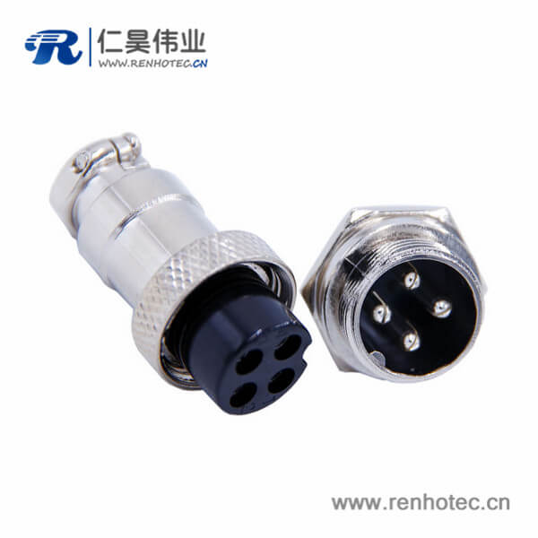 GX16 4芯航空接插件直式電纜式母頭公座 GX16 4芯航空接插件直式電纜式母頭公座