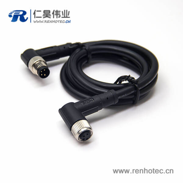 4芯工業(yè)防水插頭公轉(zhuǎn)母90度電纜24AWG線長2米 4芯工業(yè)防水插頭公轉(zhuǎn)母90度電纜24AWG線長2米