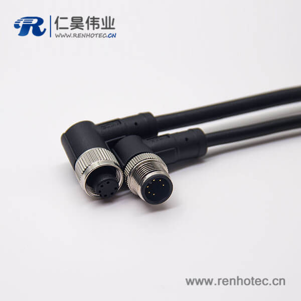 m12電纜彎公頭6芯母頭對公頭不帶屏蔽A型直式防水1M AWG24 m12電纜彎公頭6芯母頭對公頭不帶屏蔽A型直式防水1M AWG24