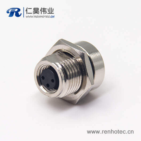 傳感器m8接插件直式3pin前鎖板防水接頭PCB板安裝母頭插座 傳感器m8接插件直式3pin前鎖板防水接頭PCB板安裝母頭插座