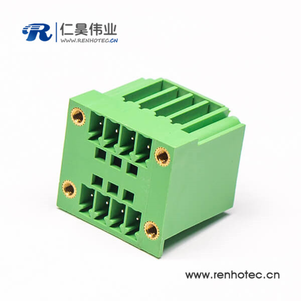 PCB八芯方形穿墻式綠色接線端子法蘭安裝端子座
